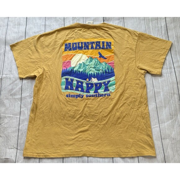 Simply Southern Other - Simply Southern Mountain Happy Graphic T Shirt Men’s Size XL Extra Large Yellow